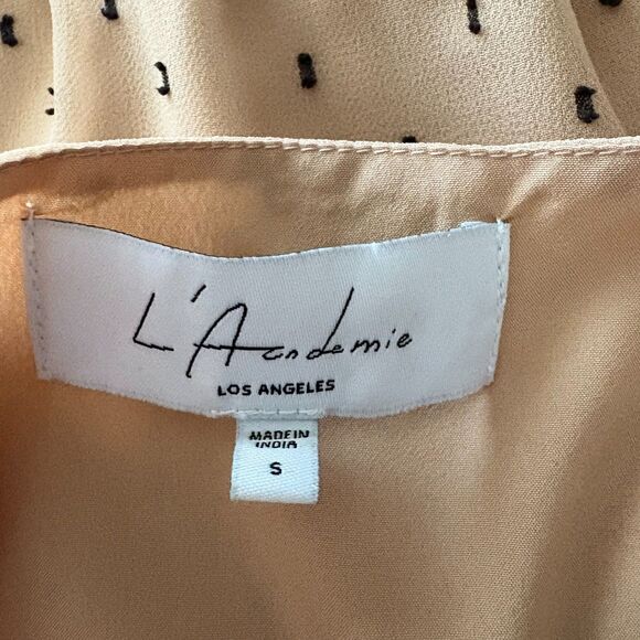 L’Academie Nude Blush Swiss Dot Bodysuit Cami Style Romantic Feminine Size Small - Picture 3 of 4